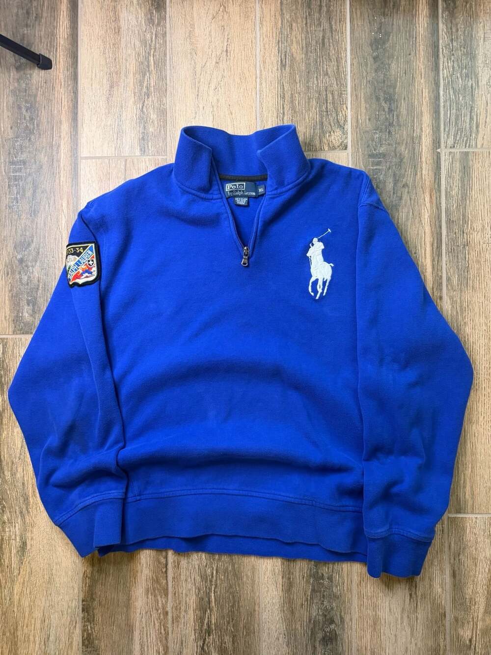 Vintage Polo Ralph Lauren Big Pony 1933-34 Ski Patch 1/4 Zip Sweatshirt L